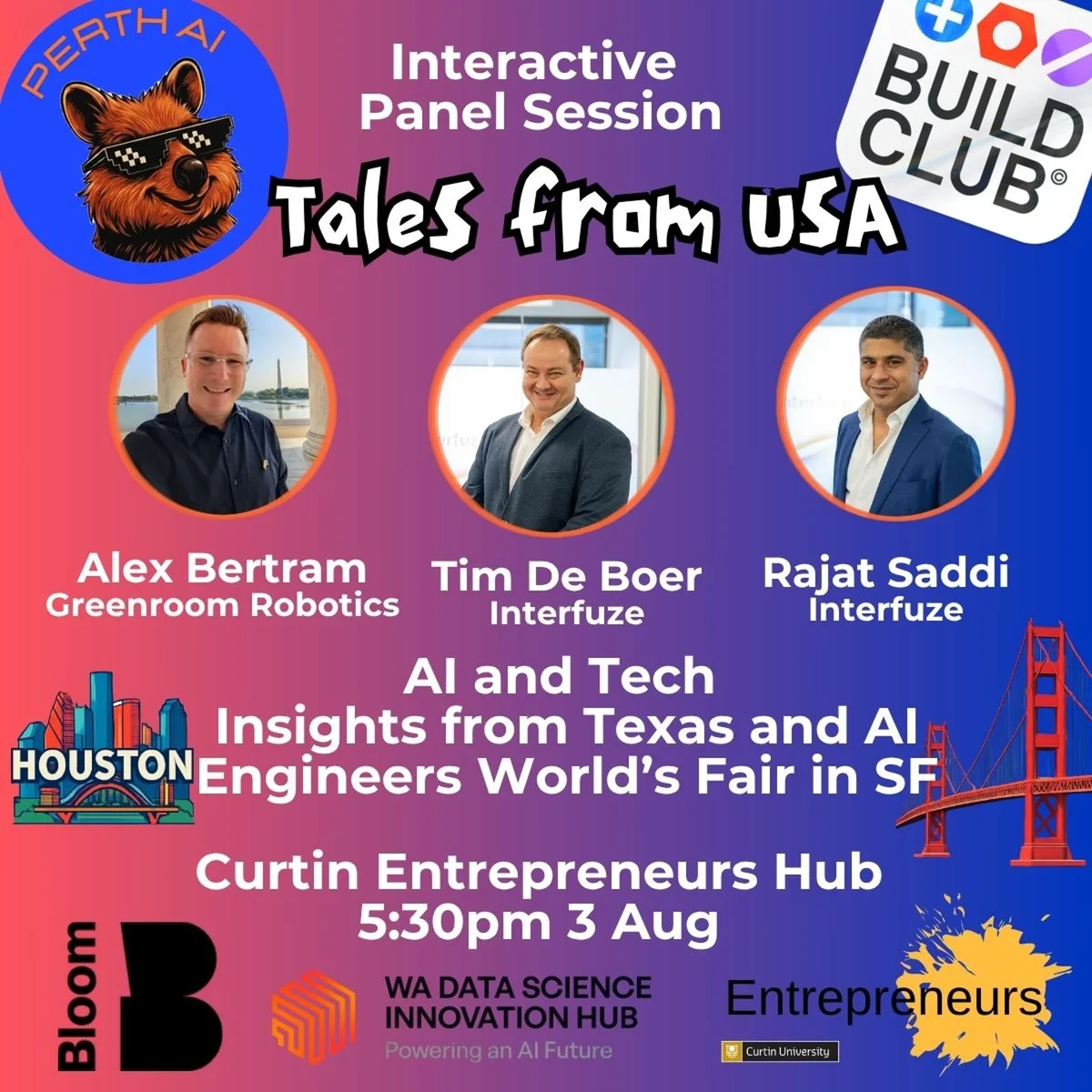 Perth AI x Build Club - July - Interactive Panel: Tales from USA