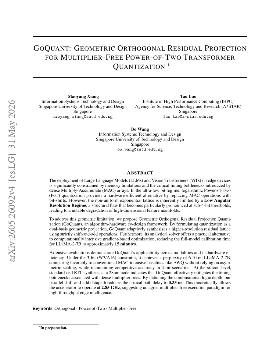 PDF preview for OrpQuant: Geometric Orthogonal Residual Projection for Multiplier-Free Power-of-Two Transformer Quantization