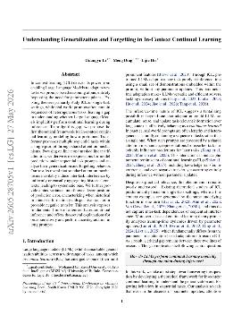 PDF preview for Understanding Generalization and Forgetting in In-Context Continual Learning