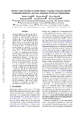 PDF preview for Human Label Variation as Stable Signal: Learning Annotator-Specific Explanation Behavior via Cross-Annotator Preference Optimization