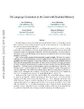 PDF preview for On Language Generation in the Limit with Bounded Memory