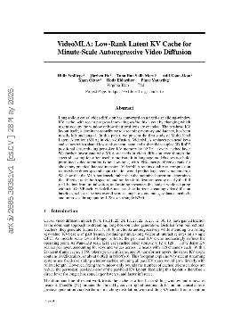 PDF preview for VideoMLA: Low-Rank Latent KV Cache for Minute-Scale Autoregressive Video Diffusion