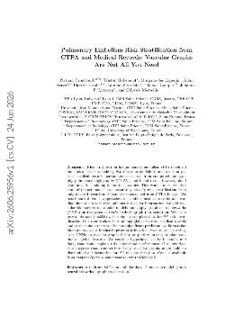 PDF preview for Pulmonary Embolism Risk Stratification from CTPA and Medical Records: Vascular Graphs Are Not All You Need