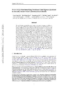 PDF preview for SpeechEQ: Benchmarking Emotional Intelligence Quotient in Socially Aware Voice Conversational Models