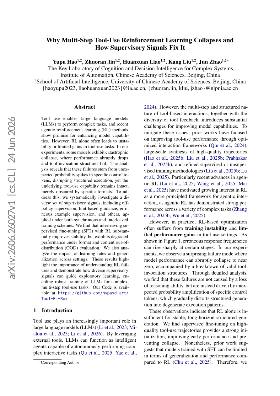 PDF preview for Why Multi-Step Tool-Use Reinforcement Learning Collapses and How Supervisory Signals Fix It
