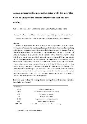 PDF preview for A cross-process welding penetration status prediction algorithm based on unsupervised domain adaptation in laser and TIG welding