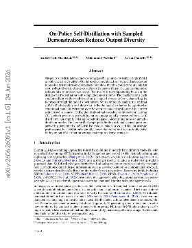 PDF preview for On-Policy Self-Distillation with Sampled Demonstrations Reduces Output Diversity