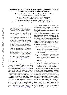 PDF preview for Prompt Injection in Automated Résumé Screening with Large Language Models: Single and Multi-Injection Settings