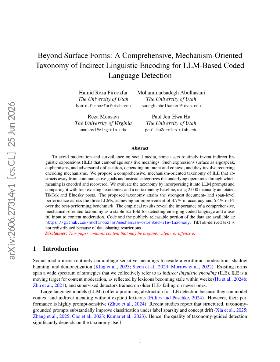 PDF preview for Beyond Surface Forms: A Comprehensive, Mechanism-Oriented Taxonomy of Indirect Linguistic Encoding for LLM-Based Coded Language Detection