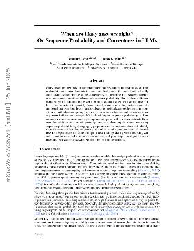 PDF preview for When are likely answers right? On Sequence Probability and Correctness in LLMs