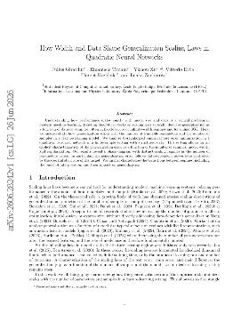 PDF preview for How Width and Data Shape Generalization Scaling Laws in Quadratic Neural Networks