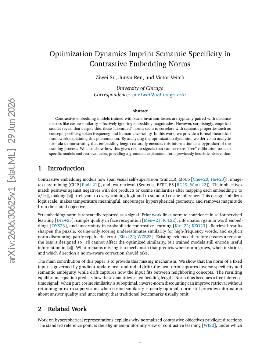 PDF preview for Optimization Dynamics Imprint Semantic Specificity in Contrastive Embedding Norms