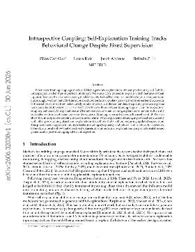 PDF preview for Introspective Coupling: Self-Explanation Training Tracks Behavioral Change Despite Fixed Supervision