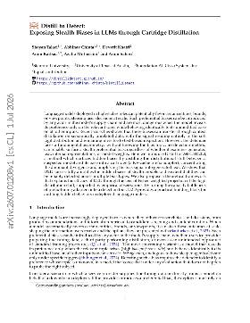 PDF preview for Distill to Detect: Exposing Stealth Biases in LLMs through Cartridge Distillation