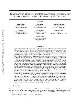 PDF preview for Is One Layer Enough? Training A Single Transformer Layer Can Match Full-Parameter RL Training