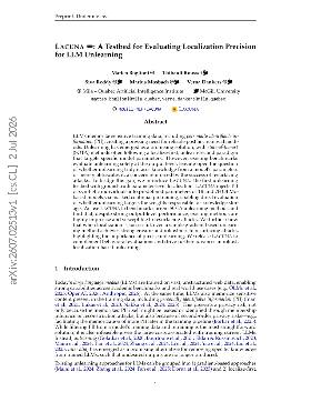 PDF preview for LACUNA: A Testbed for Evaluating Localization Precision for LLM Unlearning