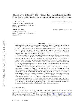 PDF preview for Topological Shape Representation for Aneurysm -- Bifurcation Detection