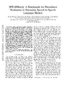 PDF preview for SPEARBench: A Benchmark for Naturalness Evaluation in Streaming Speech-to-Speech Language Models