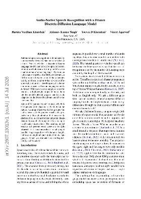 PDF preview for Audio-Native Speech Recognition with a Frozen Discrete-Diffusion Language Model