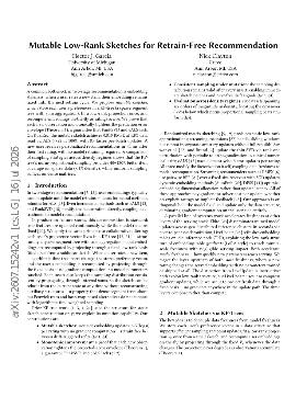 PDF preview for Mutable Low-Rank Sketches for Retrain-Free Recommendation