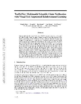 PDF preview for ToolSciVer: Multimodal Scientific Claim Verification with Visual Tool Augmented Reinforcement Learning