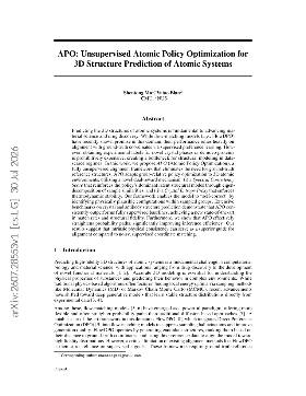 PDF preview for APO: Unsupervised Atomic Policy Optimization for 3D Structure Prediction of Atomic Systems