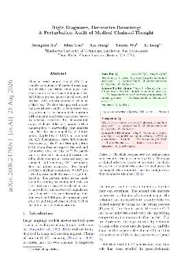 PDF preview for Right Diagnoses, Decorative Reasoning:A Perturbation Audit of Medical Chain-of-Thought